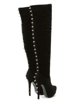 Spike thigh high boots
